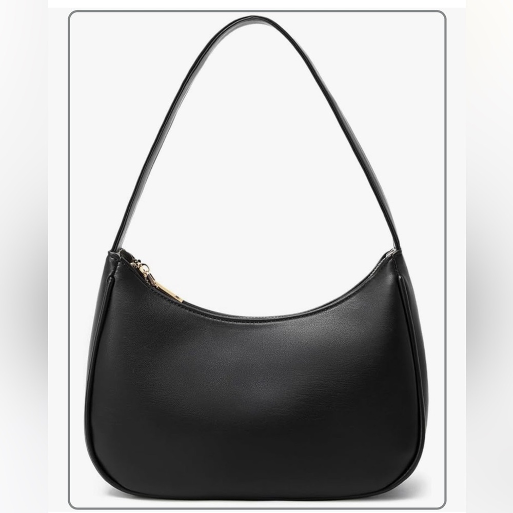 Minimalist Black Shoulder Bag with Curved Silhouette